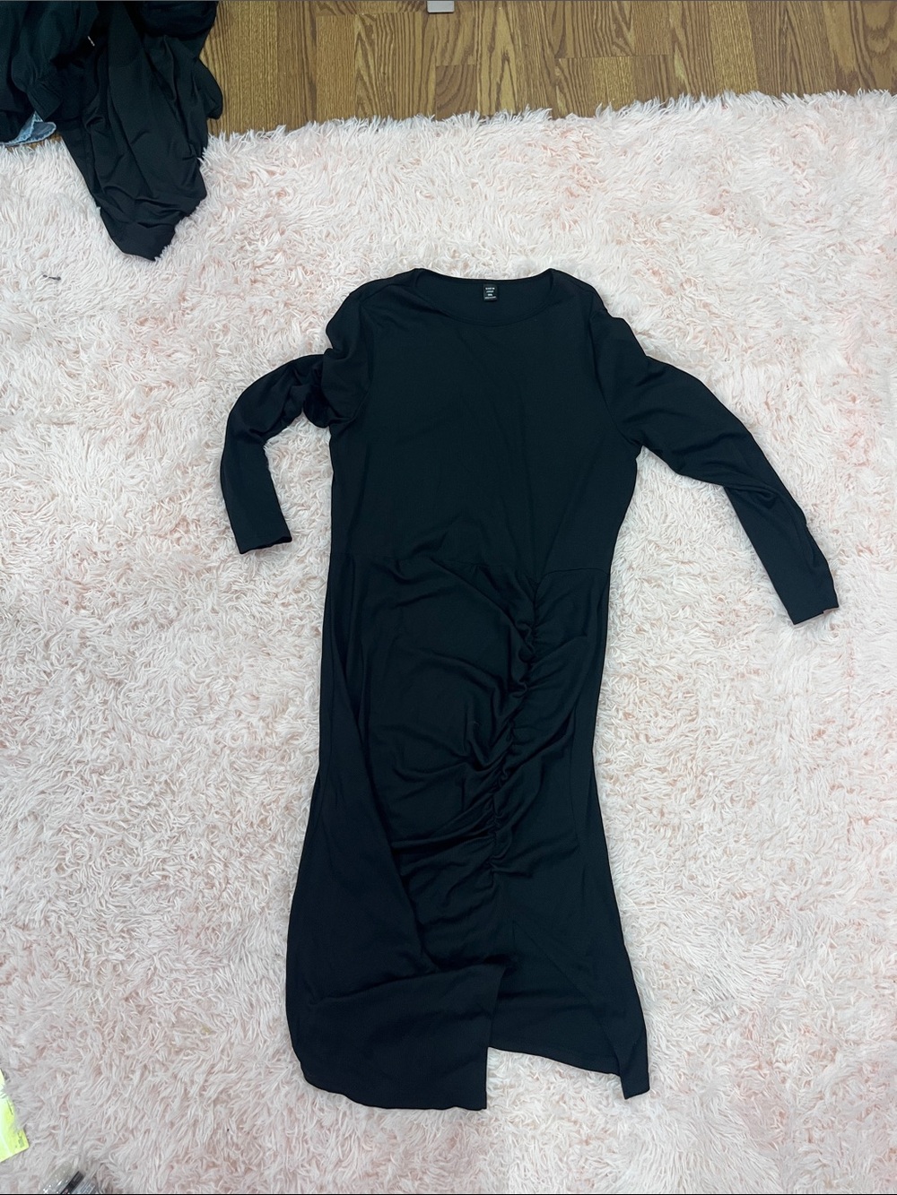 Black Ruched Long Sleeve Women’s Dress